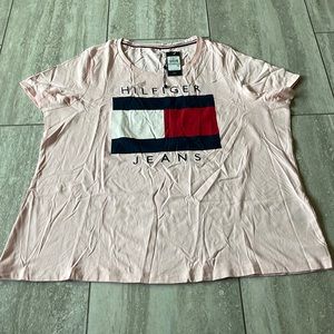 Hilfiger Jeans Pink Shirt with Round Neck Short Sleeves Women’s 1X